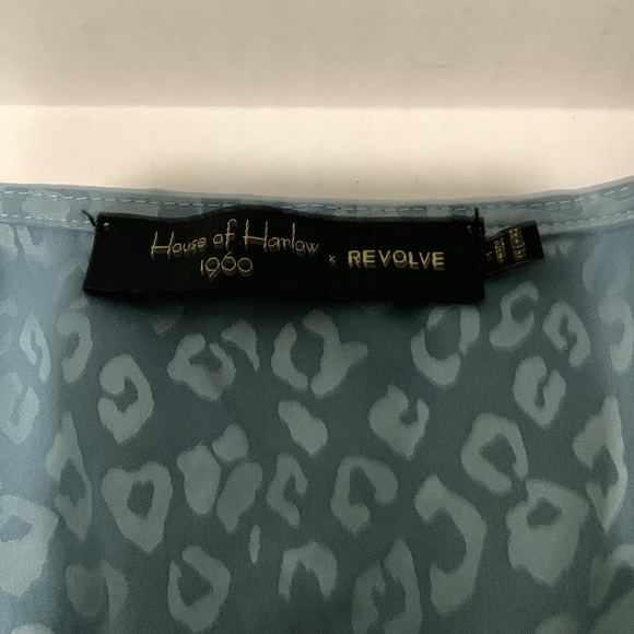 House of Harlow 1960 Blue Animal Print Cropped Blouse Size S - Picture 2 of 6